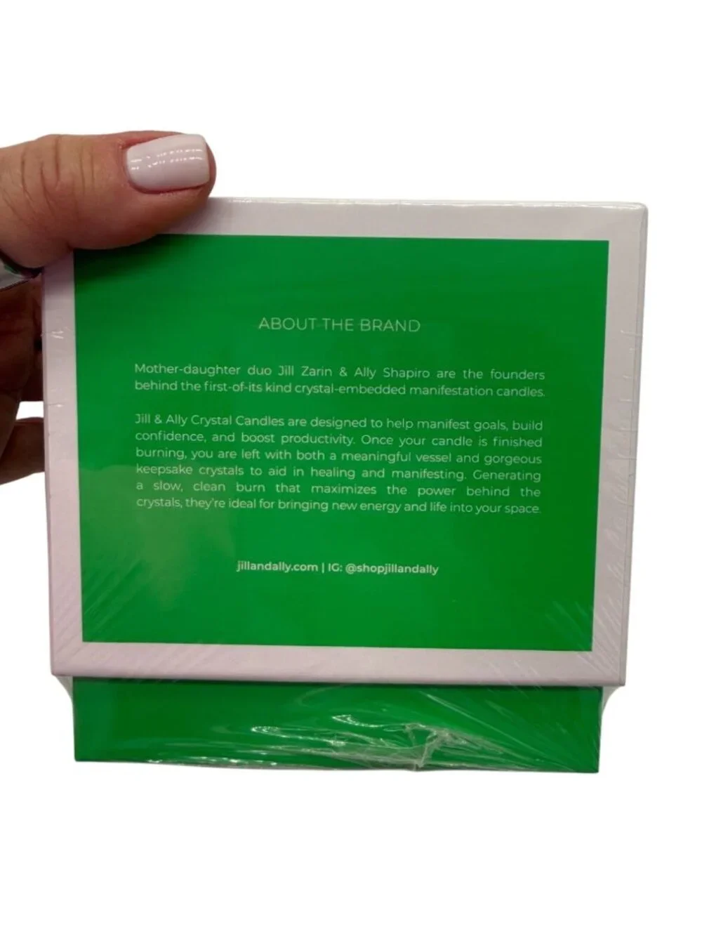 Jill & Ally Good Luck Charm Crystal Manifestation Candle - Mint Sage